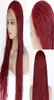 Perucas inteiras de renda trançada, cabelo vermelho para mulheres negras, sintéticas, resistentes ao calor, tranças longas, sem cola, meia mão amarrada 3109838