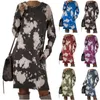 Robes décontractées Femmes Pull Sexy Femmes Tie-Dye Poche surdimensionnée manches longues col rond ample ajusté pour les femmes d'été