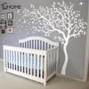 Grand arbre blanc oiseaux Vintage Stickers muraux amovibles pépinière murale Stickers muraux pour enfants salon décoration décor à la maison 210615216C