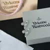 Studörhängen Western Empress Dowager Silver Saturn Vatten droppar Långt mousserande Diamond Crystal Ear Studs Klipp Två Wear Style Fashion For Women Jewelry EBPQ