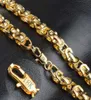 18 -karatowy stemplowany długi złoty łańcuch dla mężczyzn łańcuch Naszyjnik Nowy modny złoty kolor czeski biżuterię Kolar męski naszyjniki 21452926388