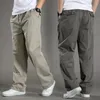 Pantaloni casual da uomo in cotone cargo da uomo tascabili larghi pantaloni dritti pantaloni da lavoro elastici pantaloni da jogging di marca uomo super large 240106