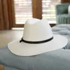 Berets Brand Pure Wool White Jazz Hat Elegancki panie jesienne zima poczuła się Fedora Big Brim Party Pillbox Sombrero 2024