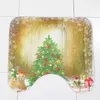 Badmatten Kerst Toilet Cover Set Tapijt Tapijt Niet-vloermat Feestdecoratie voor thuiskantoor