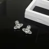 Kolczyki stadnorskie Western Cesarzowa Dowager Silver Saturn Water Drops Długie błyszczące Diamentowe Kryształowe Studs Klips Dwa zużycie Style dla kobiet biżuteria N5xa