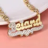 Personalized Necklace Custom Gold Plated Name Teddy Heart XOXO Chain Double Layer Two Tone with 240106