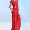 Elegante lange zomerjurk dames maxi-jurk met korte mouwen dames party casual jurken vrouwelijk gewaad femme groen rood XXL8004356
