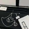 2022 Christmas Limited Edition Clover Designer Pendant Necklaces for Women Retro Vintage Sier 4 Leaf Light Blue Diamond Brand Necklace