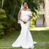 Plus Size Aso Ebi Brautkleider für die Braut, Meerjungfrau, transparenter Ausschnitt, lange Ärmel, applizierte Spitze, Illusion, Brautkleider für afrikanische Hochzeit, schwarze Frauen, Nigeria, Mädchen, CDW188