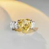 Anelli di fascia Fashion 7ct Gold zircone Cluster a cuore zircone Promise Ring Domen's Silver 925 Anelli zirconi per donne Shipping GRATUITA240105