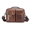 Briefcases Genuine Leather Male's Crossbody Bag Casual Business Satchels Men's Messenger Large Capacity Shoulder Male Laptop Bags