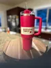 Cosmo Pembe Kupa Hedef Kırmızı 40oz H2.0 Silikon Kapak Saman Hediyeleri ile Paslanmaz Çelik Tumbler Kupalar Araba Kupaları Barbie Pembe Su Şişeleri