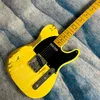 Hot sell good quality Relic Electric Guitar, Alder Body, Yellow Color, Maple Fingerboard, 6 Strings Guitarra, Free Shipping can be customized