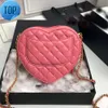 Color rosa Forma de corazón Diseñador Bolsas de hombro Día de San Valentín Regalo Chica Diamond Lattice Cuero Lujos Mujeres Pequeñas