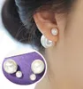 INS Modna biżuteria luksusowy projektant dwustronny mroźna futrzana futra moda Pearl Studs For woman Girls6844465