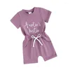 Giyim Setleri Bebek kız kız yaz kıyafeti teyzeleri mektup kısa kollu tişört