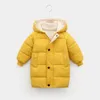 212歳の子供のダウンロングアウターウェア冬の服ティーンボーイズガールズコットパッドパーカコート大きな子供たちは暖かい綿ジャケットを厚くします240105