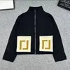 Cardigan en tricot Jacquard pour femmes, de qualité supérieure, à la mode, noir, blanc, lettre F, Logo, col en V, manches longues
