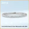 EWYA 2023 In GRA Certified 34565MM White Full Tennis Bracelet for Women Men 925 Silver Diamond Link Bracelets 240105