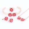 Setar Gold Color Emamel Flower Necklace Bangle Armband Ring Set For Children Barn Costyme Smyckesuppsättningar 5Color