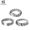 Kalen High Polished Shaped Bracelet Men22cmステンレススチールバイクチェーンBilezik Boho Male Jewellry Accessories 240105