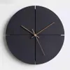 Horloge murale en bois avec aiguilles en noyer, Quartz silencieux, ronde et carrée, décorative, pour salon, maison, bureau, noir, H1230270d