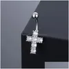 Näsringar Studs Nose Rings Studs Trendy Crystal Zircon Cross Belly Button Ring Piercing Fashion Navel Nail Puncture Body Jewelry A DHFCM