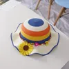 Wide Brim Hats Soft Sweet Sunflower Girl Gift Breathable Travel Panama Hat Korean Style Cap Sun Visor Children Straw