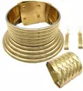 BK Choker Necklace Earrings and Bracelet Women Gold Color Leather Collar Maxi Necklace Chokers Big Jewelry Set5812692