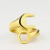 Mens Punk Wrench Rings 14 Gold Tool Wrench Ring For Men Golden Vintage Ring Hombres Shiny Smycken