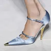 Dress Shoes Metal Decoration Buckle Strap Pointed Toe High Heels Women Patent Leather Concise Style Zapatos Mary Jane Mujer Designer