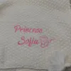 Diy nome personalizado infantil swaddle cobertores do bebê para nascido borla recebendo envoltório cama capa folha 70x100 malha sofá nap colcha 240105