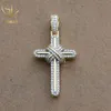 Qualidade superior 925 prata personalizado jóias masculinas moissanite diamante acabamento dourado busto para baixo estilo hiphop charme cruz pingente