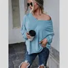 T-shirt da donna Casual Tinta unita Con lacci Backless Allentato Top da donna T-shirt in cotone con spalla scesa Manica lunga Felpa pullover Donna