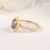 Band Rings Gem's Beauty الفريد من نوعه البيضاوي الملتوية Alexandrite Birthstone خاتم الخطوبة Gold 925 Sterling Silver Cluster Halo Ring for WomenL240105