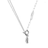 Pendanthalsband S925 Sterling Silver Textured Barock Pearl Necklace Women's Platinum