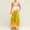 Robe de créateur australienne 24, nouvelle robe longue en lin à bretelles imprimées classiques, robe longue de vacances de tempérament