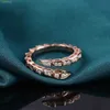 6WHM Designer Luxury Jewelry Bvlger B-Home Band Rings Mosang Shibaos Rose Fashion Full Diamond Open Snake Ring 925 Pure Silver Plated 18k Gold Non Fading Female