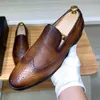 Loafers voor heren, echt leer, brogue-ontwerp, klassiek formeel schoeisel, vleugeltip, casual zakelijke kleding voor heren