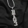 O rei bling nome personalizado baguettecz carta pingente gelado para fora bling zircônia cúbica personalizado colar hiphop jóias 240106