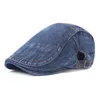 Berretti Uomo Denim Sboy Berretto Cappello Piatto Ivy Gatsby Cabbie Berretto da guida Regolabile Traspirante Retro Casual