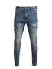 Jeans pour hommes Couture Moto Stretch Slim Fit Skinny High Street American Ruan Beau Pantalon Rétro Lavé