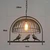 Ljuskronor Creative Bird Cage Lighting Chandelier E27 smidesjärn kaffe bar restaurang matsal kök tak lampa fixtur brons