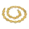 Collana Bracciale Orecchini Set di gioielli Moneta religiosa Set di gioielli da sposa islamici Donne Colore dorato Allah Party Set di gioielli in oro giallo 14k