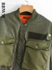 Kurtki armia zielony okrągły szyi kieszonkowy elegancki kurtka Koreańska Koreańska pilot zagęszcza ciepły płaszcz damski