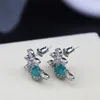 Studörhängen Western Empress Dowager Silver Saturn Vatten droppar Långt mousserande Diamond Crystal Ear Studs Klipp Två Wear Style Fashion for Women Jewelry D45p