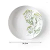 Plates Nordic Plant Pattern Dish White Porcelain Dinner Plate Creative Fruit Steak Ceramic Dessert Tray Bone China Tableware