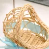 Confezione regalo 10 pezzi mini cesto di fiori intrecciati in rattan fiocco di nastro per bambini culla scatola di caramelle regali di battesimo doccia compleanno