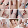 Band Rings New Fashion Crystal Zircon Rings Sweet Flower Leaf Butterfly Adjustable Open Rings Female Wedding Engagement Jewelry GiftL240105
