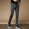 2023 Winter Fleece Warm Corduroy Pants Men Business Fashion Slim Fit Stretch Thicken Gray Green Fluff Casual Trousers Male 240106